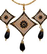 Terrific Black Jaal Puwai Sarafa Pendant Set