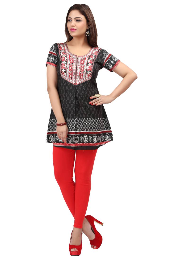light black resham embroidery crepe  kurti