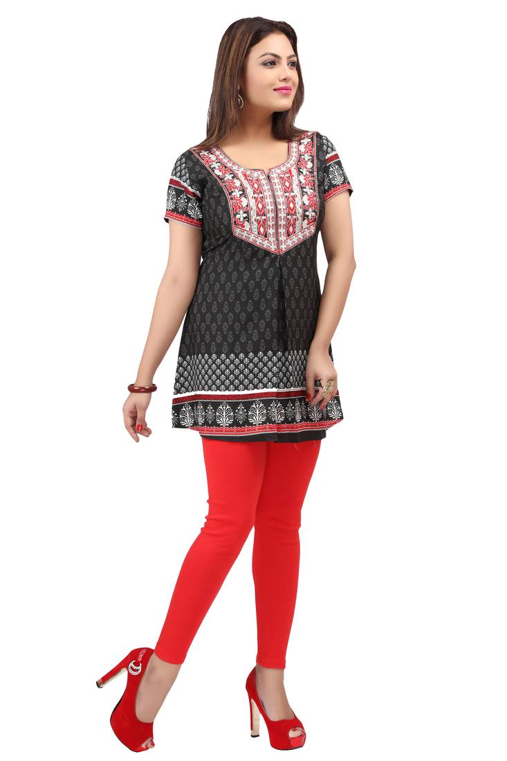 light black resham embroidery crepe  kurti