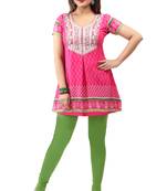 light pink resham embroidery crepe  kurti