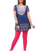 dark blue resham embroidery crepe  kurti