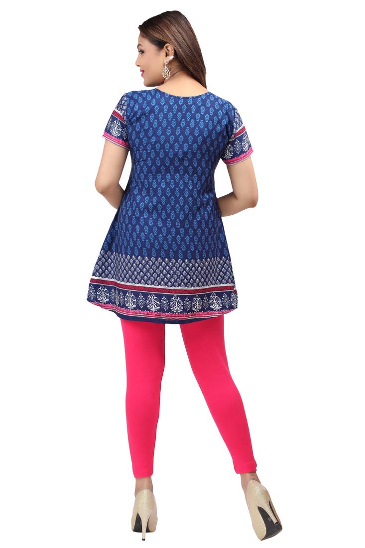 dark blue resham embroidery crepe  kurti
