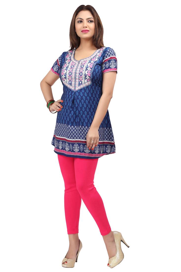 dark blue resham embroidery crepe  kurti
