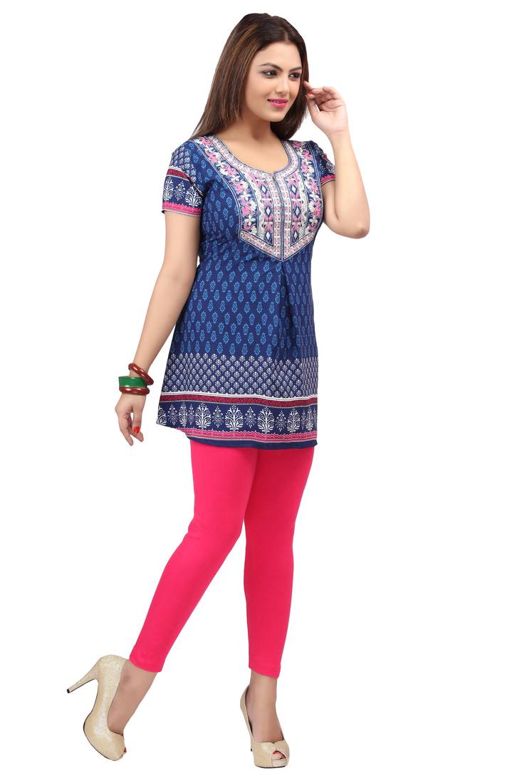dark blue resham embroidery crepe  kurti