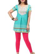 light cyan resham embroidery crepe  kurti