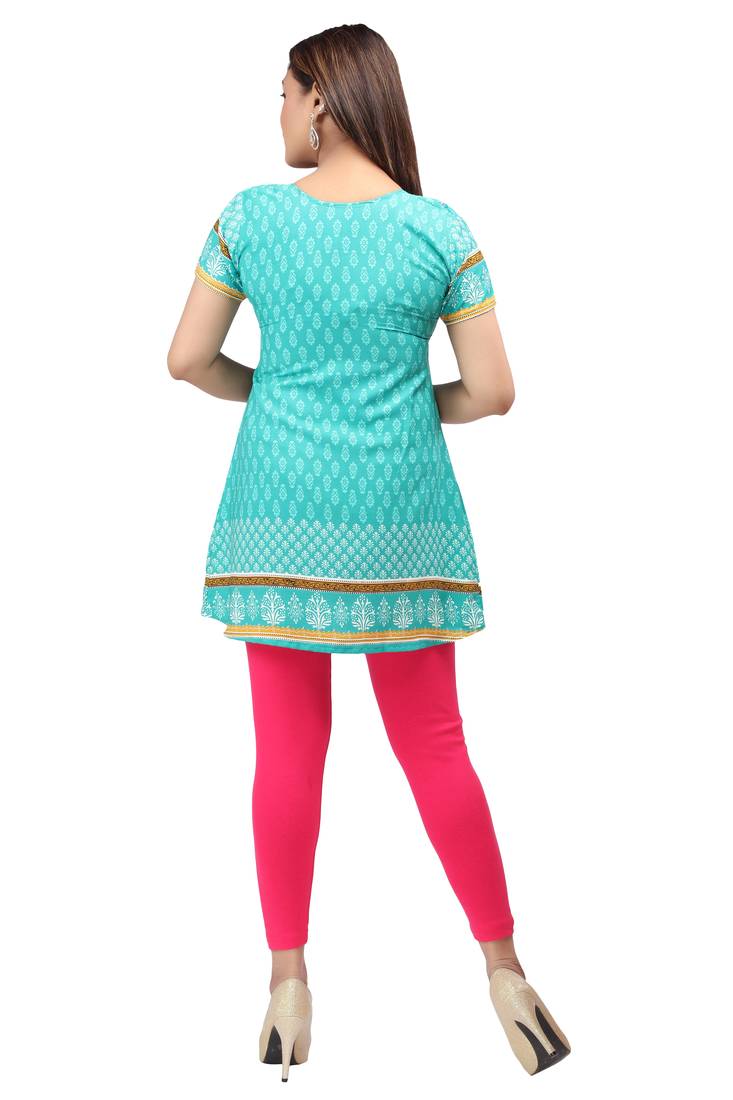 light cyan resham embroidery crepe  kurti