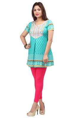 light cyan resham embroidery crepe  kurti 3