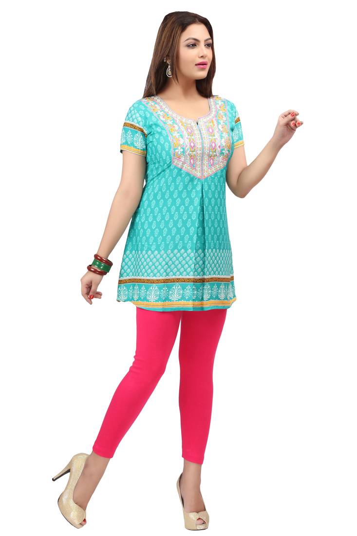 light cyan resham embroidery crepe  kurti
