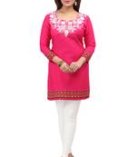 dark pink resham embroidery crepe  kurti