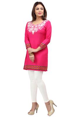 dark pink resham embroidery crepe  kurti 3
