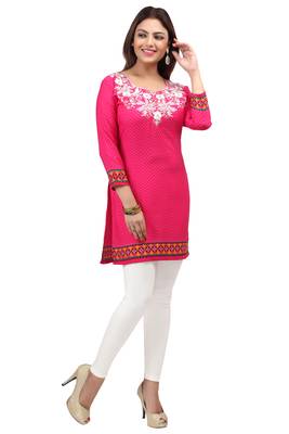 dark pink resham embroidery crepe  kurti 4