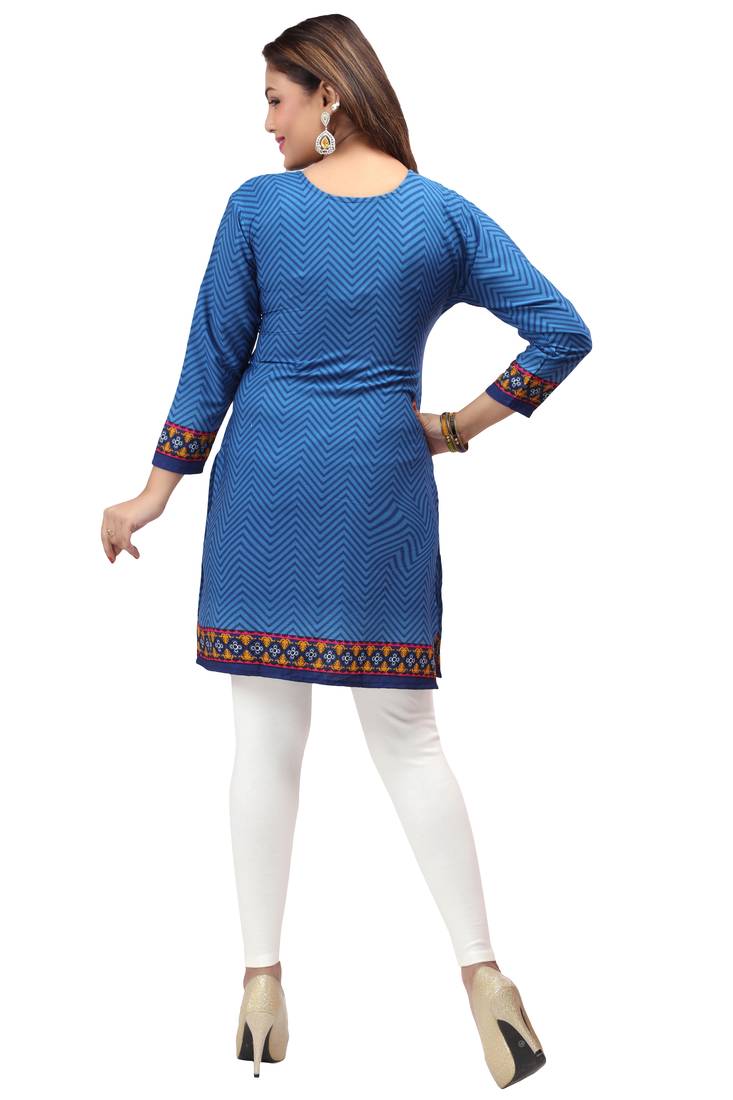 dark blue resham embroidery crepe  kurti
