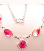 Faceted rainbow mystic topaz gemstone 925 silver jewelry necklace 16-18"