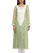 Green Embroidered Georgette Chikankari Kurti