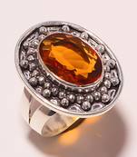 Faceted brandy topaz gemstone 925 silver jewelry ring size 9.5