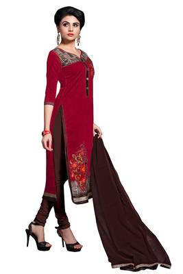 Maroon embroidered chanderi salwar with dupatta 2