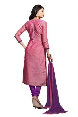 Pink embroidered chanderi salwar with dupatta 3