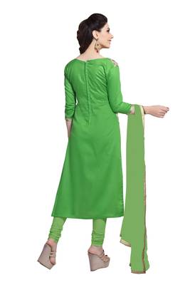 Beige embroidered cotton salwar with dupatta 2