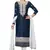 Navy-Blue Embroidered Cotton Salwar With Dupatta