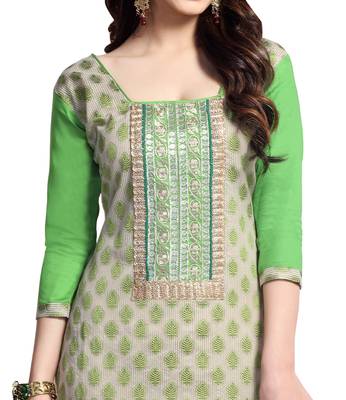 Beige embroidered cotton salwar with dupatta 3