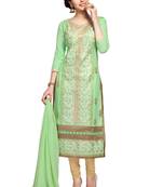 Green embroidered cotton salwar with dupatta