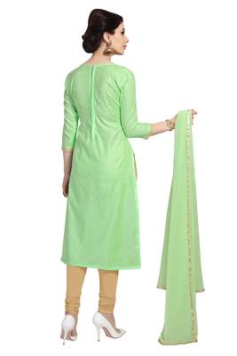 Green embroidered cotton salwar with dupatta 2