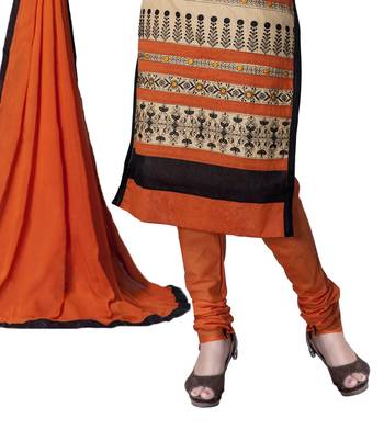 Beige embroidered cotton salwar with dupatta 3