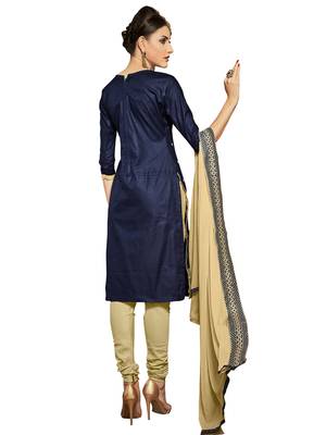 Navy-blue embroidered cotton salwar with dupatta 2