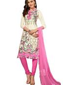 White embroidered cotton salwar with dupatta