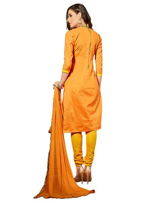 Orange embroidered cotton salwar with dupatta 2