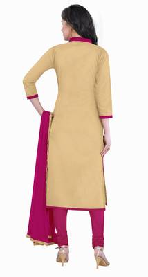 Beige embroidered cotton salwar with dupatta 2