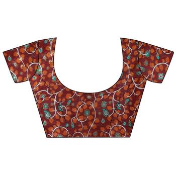 Multicolor Printed Tussar Silk Saree With Blouse 4
