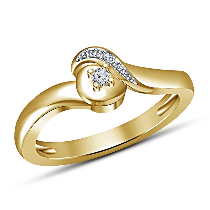 Round cubic zirconia 14k yellow gold plated womens and girls