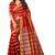 Red plain cotton silk saree with blouse