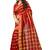 Red plain cotton silk saree with blouse