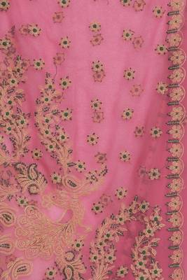 Pink Embroidered Georgette Saree With Blouse 3
