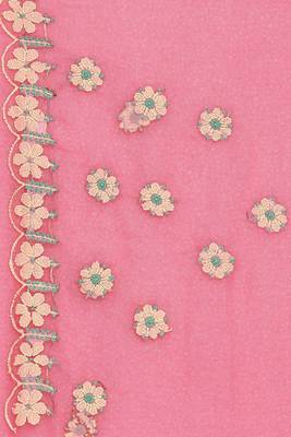 Pink Embroidered Georgette Saree With Blouse 4