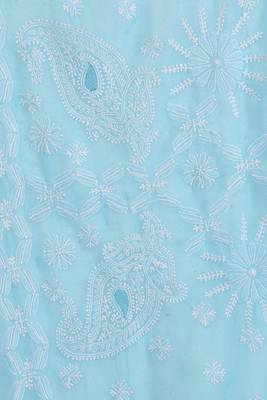 Blue Embroidered Georgette Saree With Blouse 3