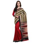 Multicolor Printed Jute Saree With Blouse