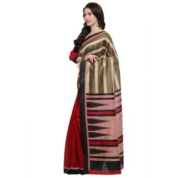 Multicolor Printed Jute Saree With Blouse 2