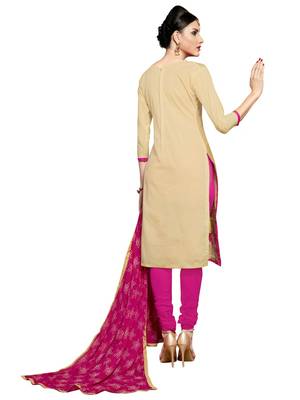  women pure cotton beige embroidered salwar kameez suit with dupatta  2