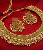 Designer Gold Plated Temple copper Jewellery set for Women