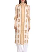 Fawn Embroidered Georgette Chikankari Kurti 