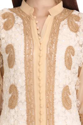 Fawn Embroidered Georgette Chikankari Kurti  4