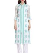 Sea Green Embroidered Georgette Chikankari Kurti 
