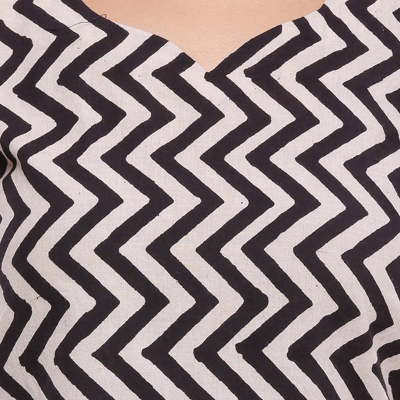 Beige printed Cotton unstitched salwar with dupatta