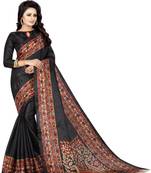 Black Printed Art Silk Saree With Blouse