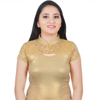 Multicolor Plain Lycra Cotton Stitched Blouse 4