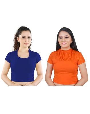 Multicolor Plain Lycra Cotton Stitched Blouse 1