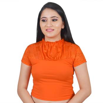 Multicolor Plain Lycra Cotton Stitched Blouse 4